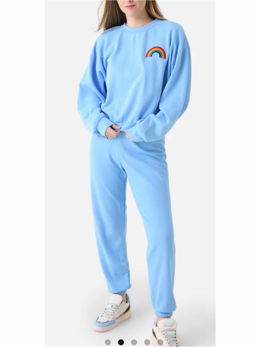 #1806 Aviator Nation RAINBOW EMBROIDERY RELAXED CREW SWEATSHIRT & Pant Set XL
